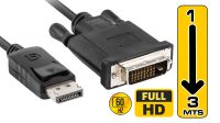 Cable Displayport V1.2 M a DVI-D M (24 pines + 5 pines) Negro