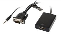 Adaptador  VGA a HDMI Hembra  + audio 3.5mm jack Macho