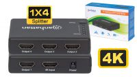 Divisor 1 X HDMI a 4 pantallas 1080 4K, 2K full HD 3D Negro