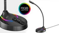 Microfono con base Gaming Havit GK55 RGB USB flexible Negro 2m