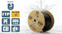 Bobine cabo exterior FTP Cat.6 sólido CU AWG23 Fluke preta 305m
