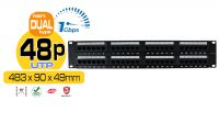 Painel de transferência UTP 19" 48 portas Cat.5E 2U dual block