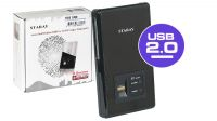 Caja externa 2.5" SATA USB 2.0 con lector de huellas digital Negra