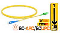 Cable de fibra óptica SM OS2 9/125 SC / UPC - SC / APC LSZH SX Amarillo