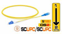 Cable de fibra óptica SM OS2 9/125 SC/UPC-LC/UPC SX LSZH Amarillo 1m