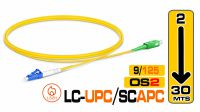 Cable de fibra óptica SM OS2 (G657A2) 9/125 SC/APC-LC/UPS SX 3.0mm LSZH Amarillo