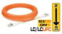 Cable de fibra óptica OM1 62.5/125 (3mm) LC-LC / UPS DX LSZH Naranja de 2m.