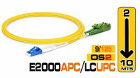 Cable de fibra óptica SM OS2 9/125µ E2000®/APC -LC/UPC DX 10m