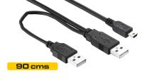 Cable doble USB A Macho a Mini-USB 5 pines Macho
