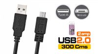 Cabo Flat USB A Macho a Micro USB B Macho preto 3m