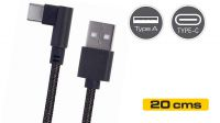 Cable USB 3.1 C angulado 90º Macho - USB 2.0 A Macho Negro 20cm