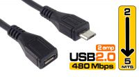 Cable USB micro USB 2.0 M/H Negro