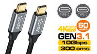 Cable USB 3.1 Gen2 C-C 60W 10Gbps 4k 3m