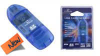 Leitor de cartões externo USB 2.0 SD+MMC azul