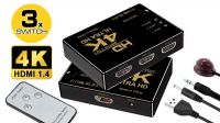 Switch HDMI com comando 3P 4K preto
