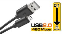 Cable USB 2.0 Tipo A Macho a Micro-B Macho negro