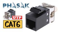 Conector UTP RJ 45 Cat. 6 Keystone 20mm negro PHASAK Dual block