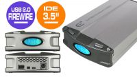 Caja externa dispositivos IDE 3,5" USB + FireWire LCD vent.