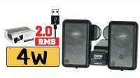 Coluna portátil 2.0 para Ipod/MP3/PSP 2x2W RMS negra