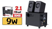 Coluna secretária Trust 2.1 9W RMS sub activo preta