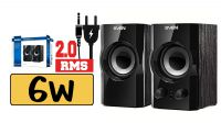 Coluna secretária 2.0 6w 2 x 3W MDF preto 230V