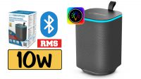 Coluna Bluetooth 5.0 RGB Micro SD USB Aux 3.5mm preto