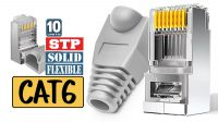 Kit de 10 conectores RJ45 con protectores para cable FTP Gris