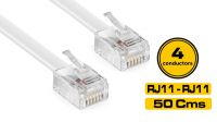 Cable Tel/Fax RJ11 4 Pines M/M Plano Gris