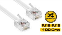 Cable de conexión RJ12 cruzado M/M Blanco 1 m
