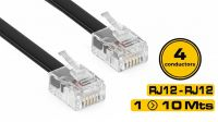 Cable Tel./Fax negro RJ12 6P M/M