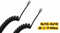 Cable de conexión RJ10 4 pins M/M en espiral rizado Negro 2m