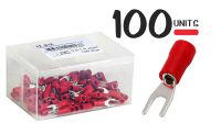 Conjunto de 100 terminais tipo forquilha cravar/soldar 0.5-1.5mm vermelho