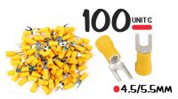 Conjunto 100 terminais tipo forq. cravar/soldar 4.5-5.5mm amarelo