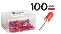 Conjunto de 100 terminais tipo pino de cravar/soldar 0.5-1.5mm vermelho