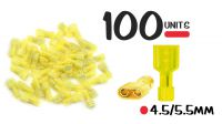 Conjunto de 100 terminais tipo conexão fêmea isolados 6.6mm 4.5-5.5m2 24A amarelo