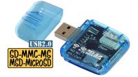 Leitor de cartões USB 2.0 All in One azul transparente