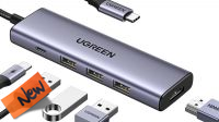Concentrador USB Ugreen CM511 5 en 1, 1 x USB 3.0, 1 x USB-C PD100W, 1 x HDMI gris 0,15m